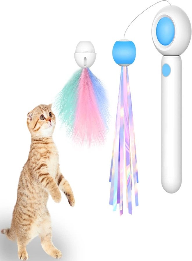 PETLICIOUS & MORE لعبة عصا الإثارة للقطط من بيتليشوس آند مور، مزودة بضوء ليزر، وريش، وأجراس، وشرابات ملونة للقطط والقطط الصغيرة | تصميم قابل للسحب والتعديل وإعادة التدوير | لعبة تفاعلية للعب والقفز - Image 1